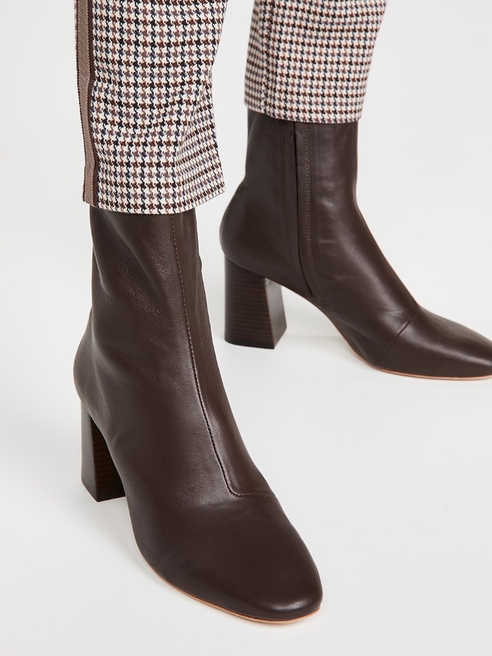 New Loeffler Randall Elise Brown Leather Stretch Bootie Sz 10